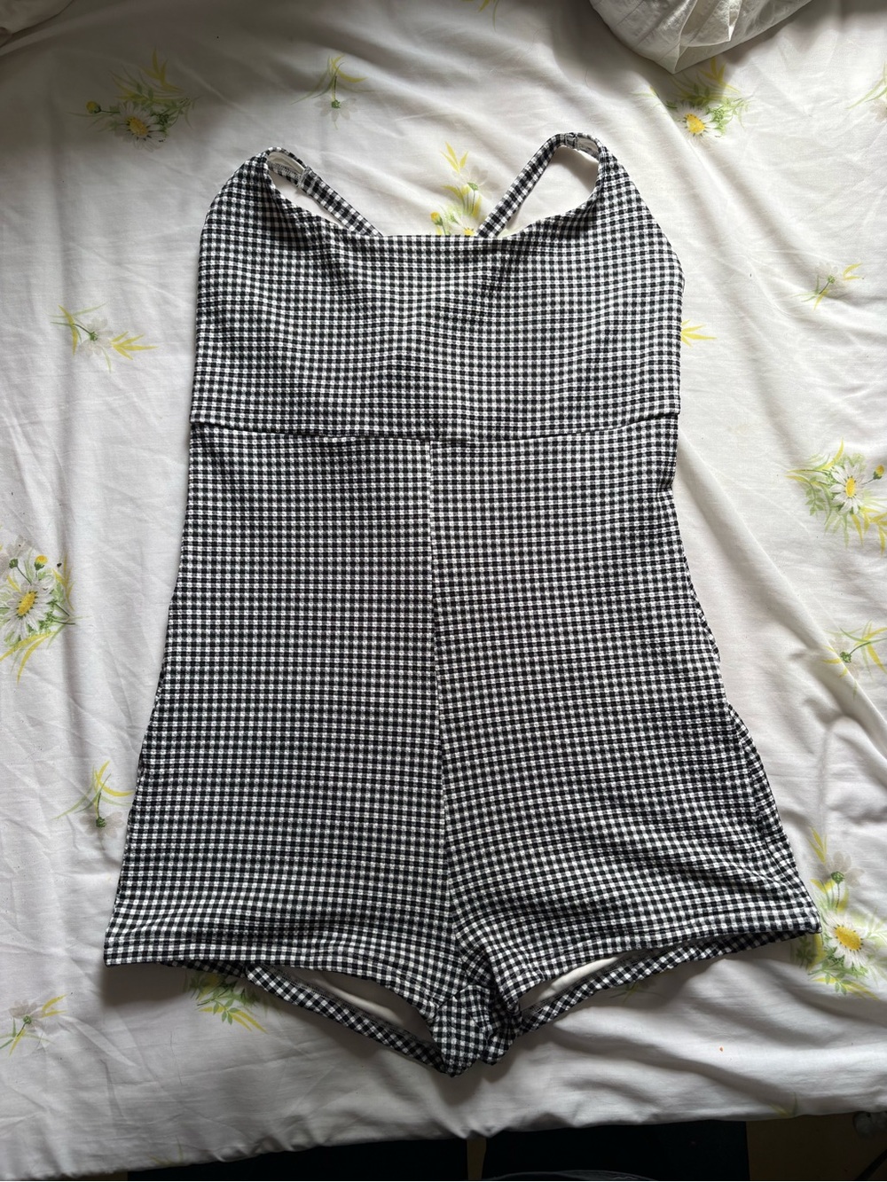 Old Navy Black & White Gingham Romper swimsuit